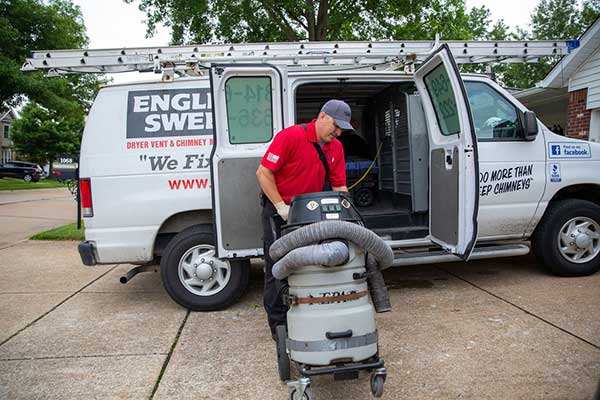 English Sweep Chimney Tech with Truck - English Sweep Valley Park MO  
