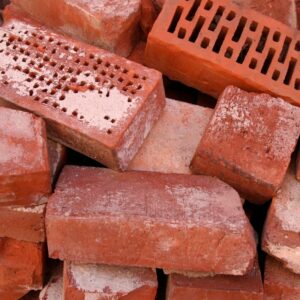 a pile of red bricks
