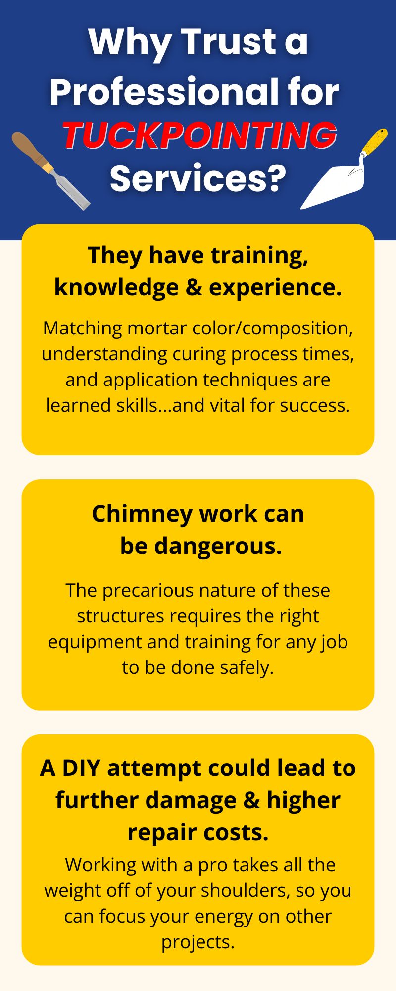 original infographic stating why you should hire a professional for mortar repairs